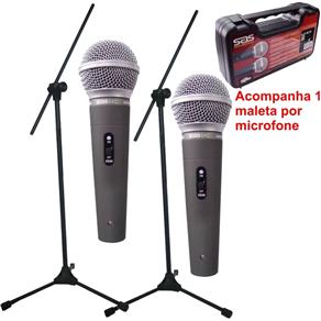 2 Microfone Santo Angelo Sas Sm 58 + 2 Pedestal Rmv