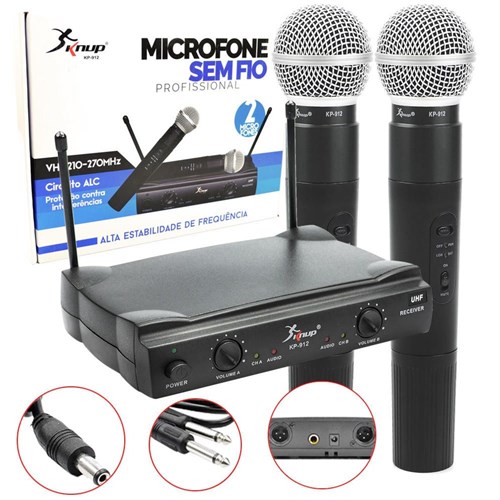 Microfone Sem Fio 30M Duplo Wireless Vhf Karaokê Kp-912 Kp-912 Knup