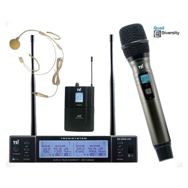 Tsi - Microfone Sem Fio 600 Canais Br8000 Cli Uhf