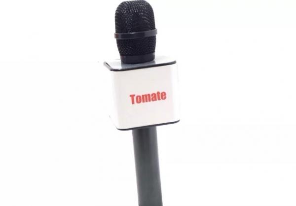 Microfone Sem Fio Bluetooth Alto Falante Embutido Karaoke Q7 Tomate MT-1031 Preto
