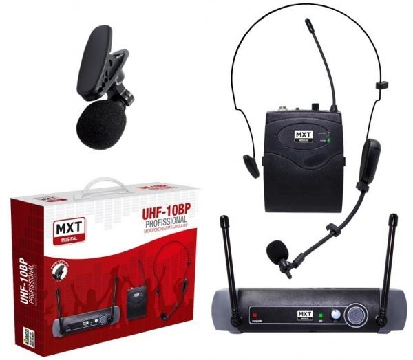 Microfone Sem Fio Cabeça e Lapela UHF 10 BP - Mxt