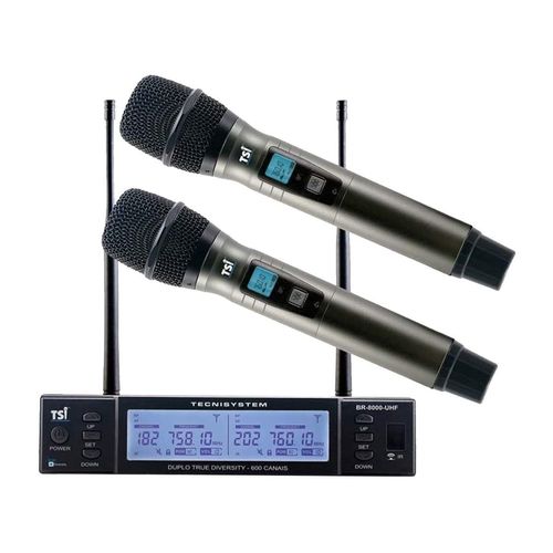 Microfone Sem Fio de Mão Duplo BR 8000 UHF - TSI