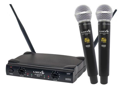 Microfone Sem Fio de Mao Duplo Frequencia Variavel Uh08mm Lyco