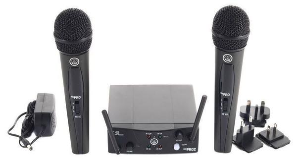 Microfone Sem Fio Duplo, Cardioide e Banda US25A - US25C WMS40 Mini Dual Vocal Set AKG