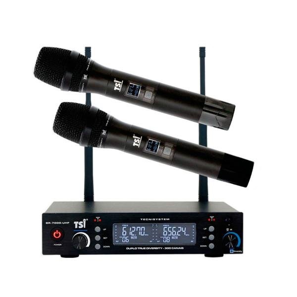 Microfone Sem Fio Duplo de Mão BR-7000 UHF - TSI