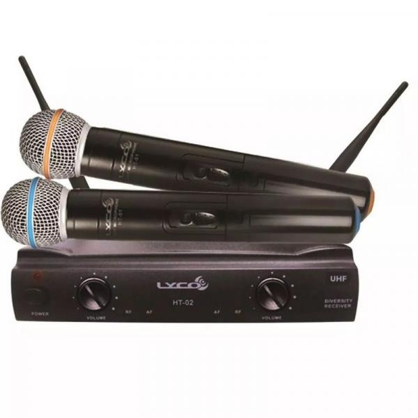 Microfone Sem Fio Duplo de Mão Lyco Uhf Profissional Uh-02mm