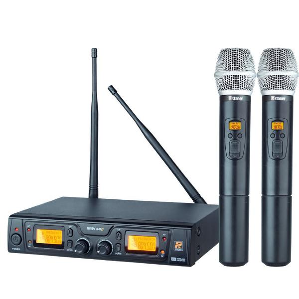 Microfone Sem Fio Duplo de Mão Staner 48D/HT 48 Digital