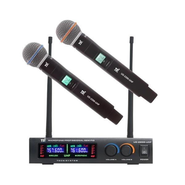 Microfone Sem Fio Duplo de Mão UD-2200 - TSI
