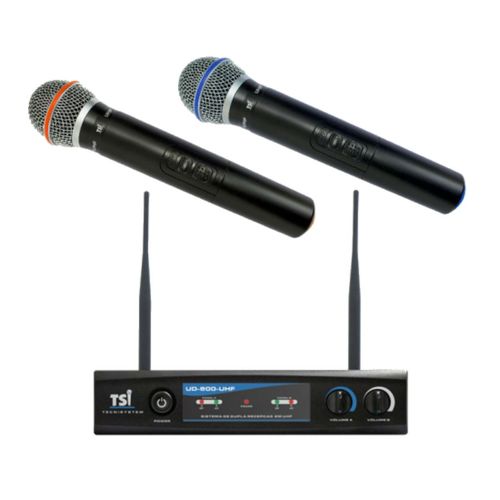 Microfone Sem Fio Duplo de Mão UHF UD-800 - TSI