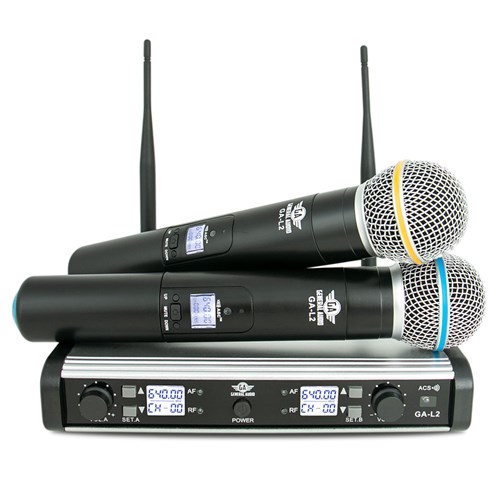 Microfone Sem Fio Duplo General Audio GA-L2 Cápsula Tipo Beta58