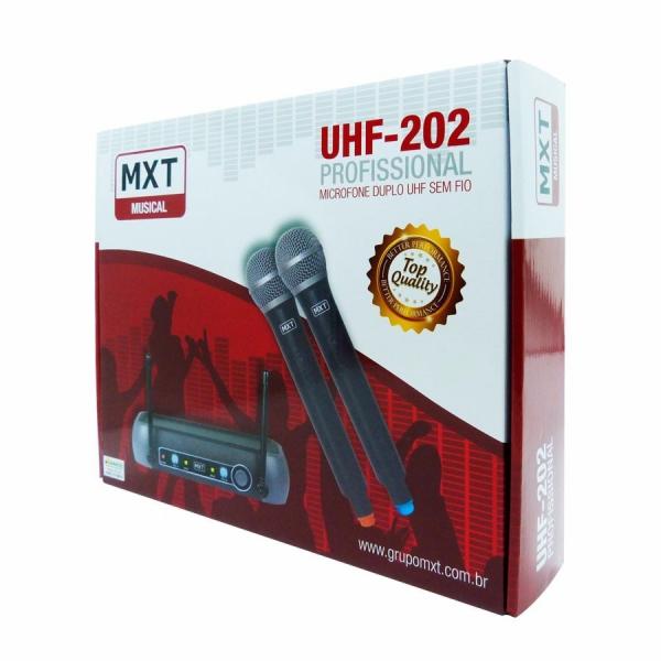 Microfone Sem Fio Duplo MXT, Modelo UHF 202