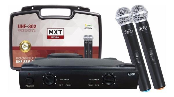 Microfone Sem Fio Duplo MXT, Modelo UHF 302