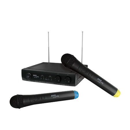 Microfone Sem Fio Duplo Skp UHF261 Excelente Qualidade de Som e Gate Contra Microfonias