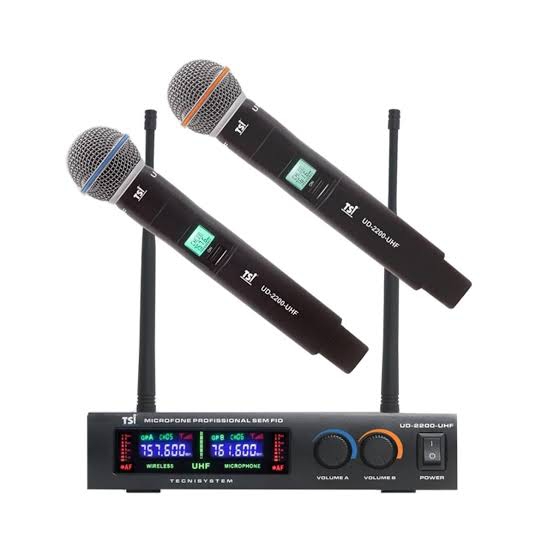 Microfone Sem Fio Duplo Tsi Uhf Ud2200 Digital