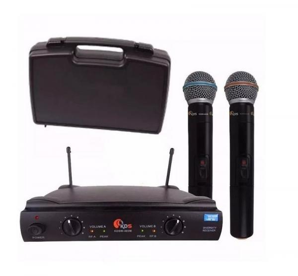 Microfone Sem Fio Duplo UHF Kadosh K-402 Wireless Maleta - Kadoshi