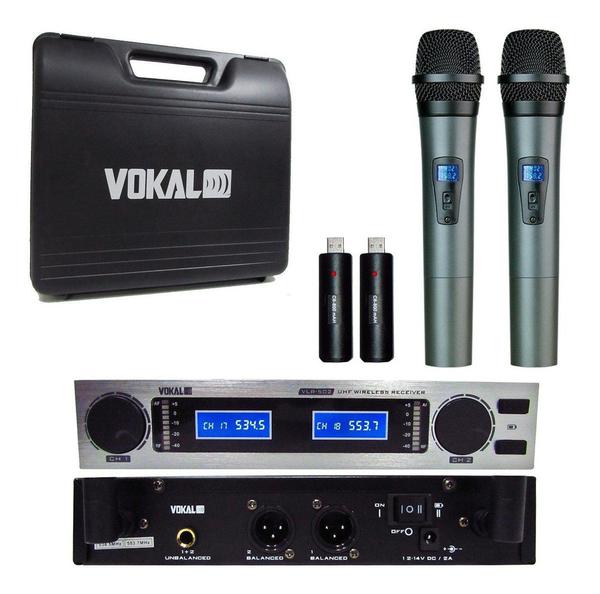 Microfone Sem Fio Duplo Vokal Vlr-502 Bateria de Lithium
