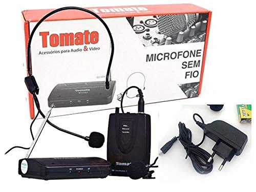 Microfone Sem Fio - Headset com Base - Mt-2201 Tomate