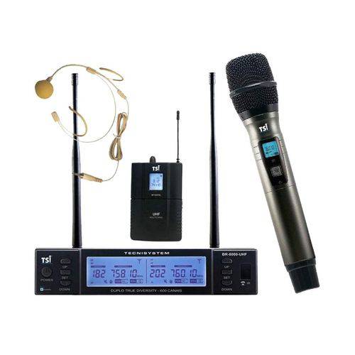 Microfone Sem Fio Headset e Mão BR 8000 CLI UHF - TSI