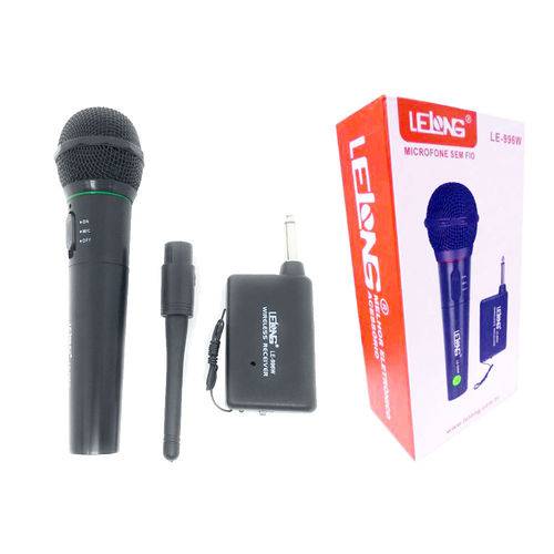 Microfone Sem Fio Le-996w Lelong Completo Profissional Uso Geral Preto com Verde