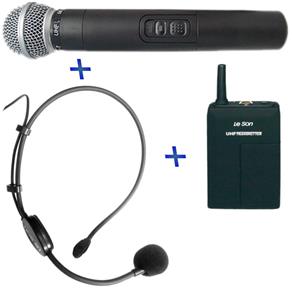 Microfone Sem Fio Leson UHF de Mão + Headset LS 802 HT/HD75