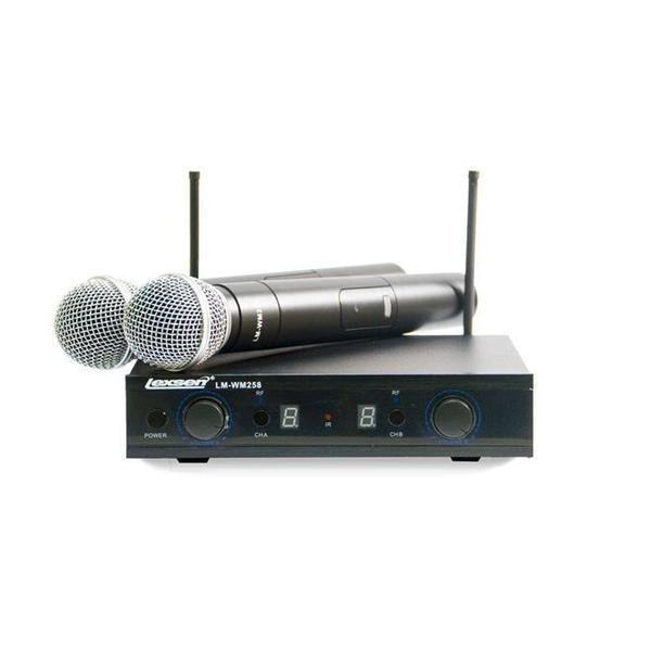 Microfone Sem Fio LM-WM258 Lexsen com 2 Microfones, 60 Metros