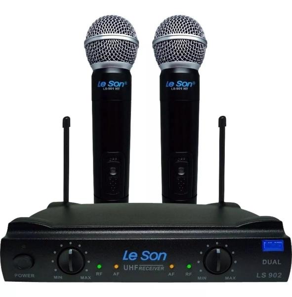 Microfone sem Fio LS902 HT UHF Mão Duplo Leson