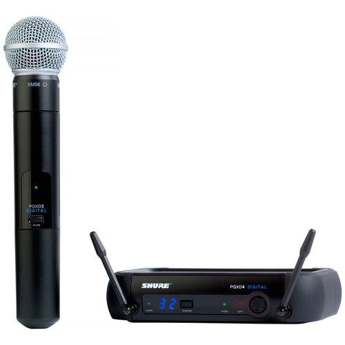 Microfone Sem Fio PGXD24BR/SM58 de Mão 24 Bits Shure