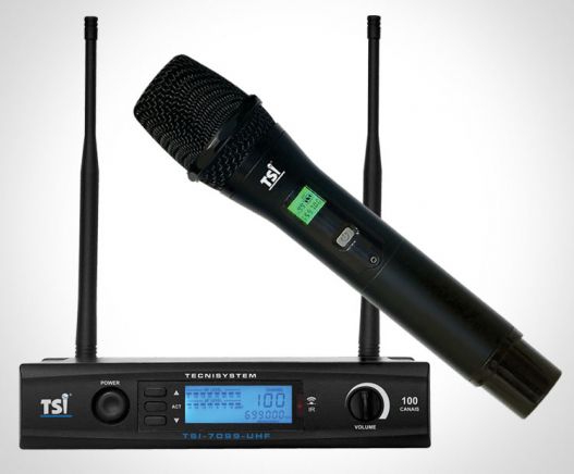 Microfone Sem Fio Profissional Digital Tsi 7099 Uhf 100 Canais