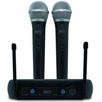 Microfone Sem Fio Profissional Duplo Uhf Tipo Shure - Mxt Uhf-202