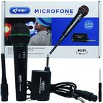 Microfone Sem Fio Profissional Wireless P10 para Karaokê e Caixa de Som Knup KP-M0005 Preto
