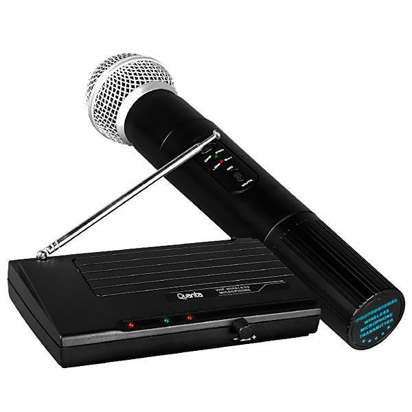 Microfone Sem Fio Quanta QTMIC102 com Frequência VHF Bivolt - Preto