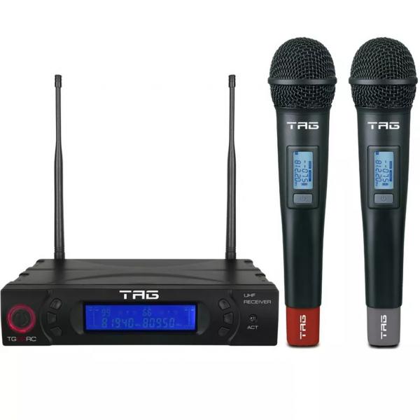 Microfone Sem Fio Tg-8802 Metalic Orange Bat Frequencia Variável Digital Uhf com 2 Bastões - Tagima