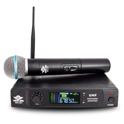 Microfone Sem Fio Uhf General Audio Ga-s1, Composto de 01 Base Receptora, 01 Microfone de Mão Transm