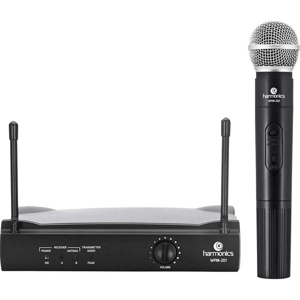 Microfone Sem Fio VHF WPM-201 Preto HARMONICS - Harmonics