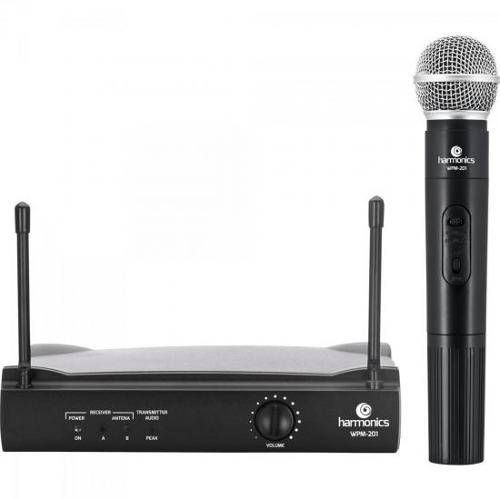 Microfone Sem Fio VHF WPM201 Preto HARMONICS