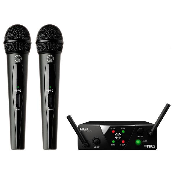 Microfone Sem Fio Wireless Mini Dual On Off Preto Wms40 Akg