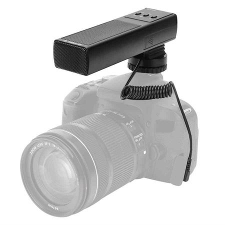 Microfone Shotgun XY Estéreo Mamen MIC-02 Entrevista e Transmissão para Câmeras e Filmadoras