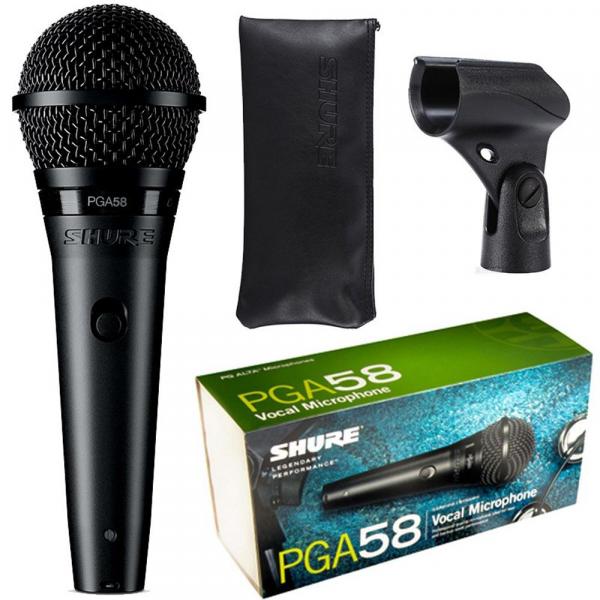 Microfone Shure PGA58-LC de Mão Cardióide + Bag + Suporte - SHURE