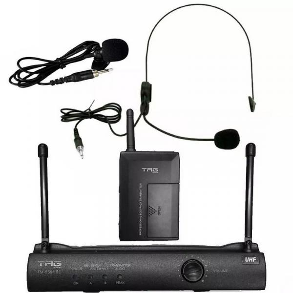 Microfone Sistema Sem Fio Headset Lapela Tag Sound TM559HSL - Tagima
