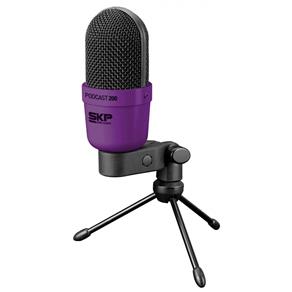 Microfone Skp Condensador Podcast 200 Roxo com Suporte