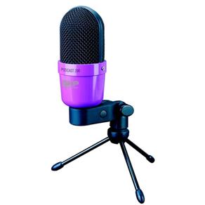 Microfone SKP PODCAST200 Lilás para Home Studio com Suporte de Mesa Incluso