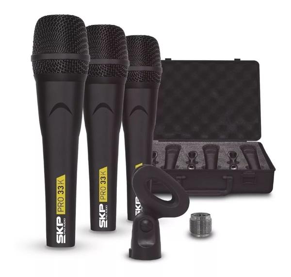 Microfone Skp Pro-33k Kit Com 3 Microfones E Maleta