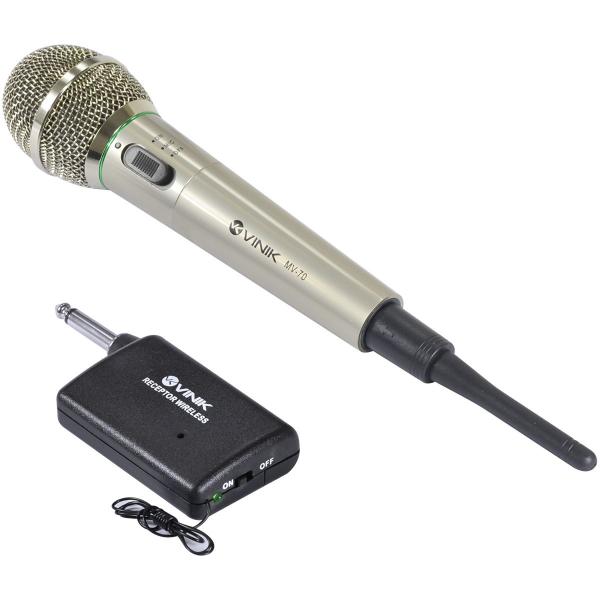 Microfone Vocal com Fio e Adaptador para Uso Sem Fio Mv-70 Prata - Vinik