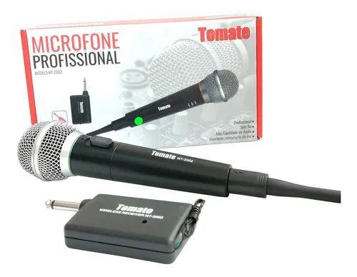 Microfone 2x1 Sem Fio ou com Fio Bluetooth - Tomate