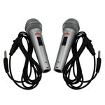 2 Microfones com Fio Profissional Dinâmico Prata