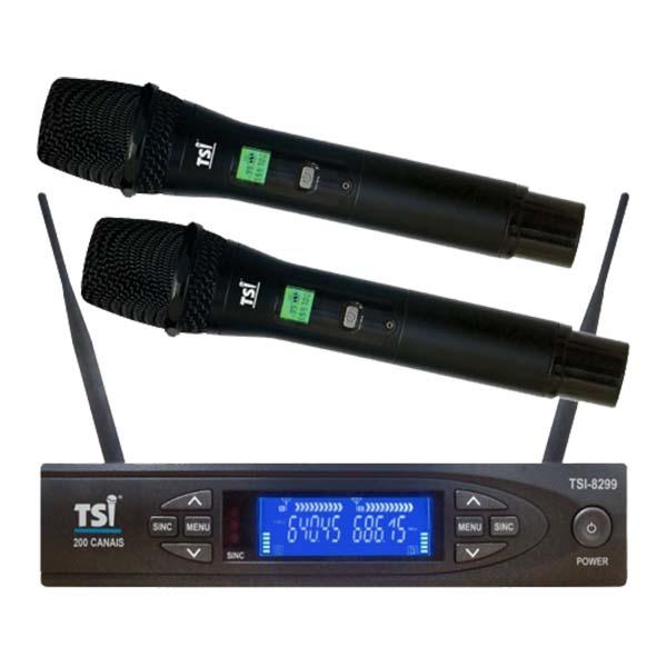 Microfones Sem Fio Duplo Tsi 8299-uhf E Receptor
