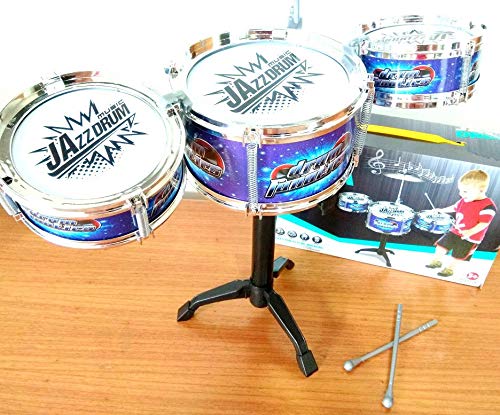 Mini Bateria Infantil Educativa Instrumento Música Jazz Drum Azul