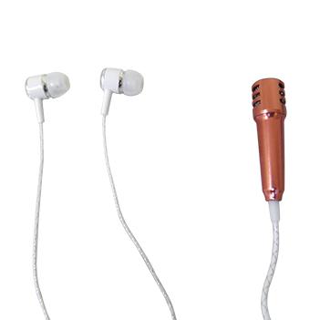 Mini Microfone com Fone de Ouvido para Celular Karaoke ou Computador Bronze (DMX-29) - Sd Pioneiro