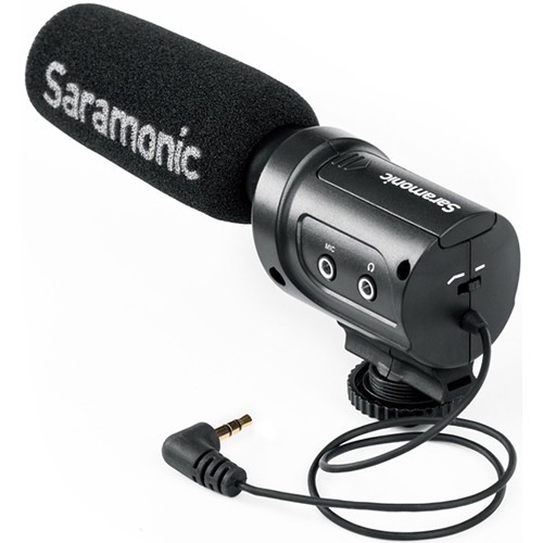 Mini Microfone Condensador Saramonic SR-M3 com Montagem Integrada Shockmount