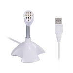 Mini Microfone Estúdio USB Discurso Conversando Cantando KTV Karaoke Mic para PC Laptop com Suporte (branco)